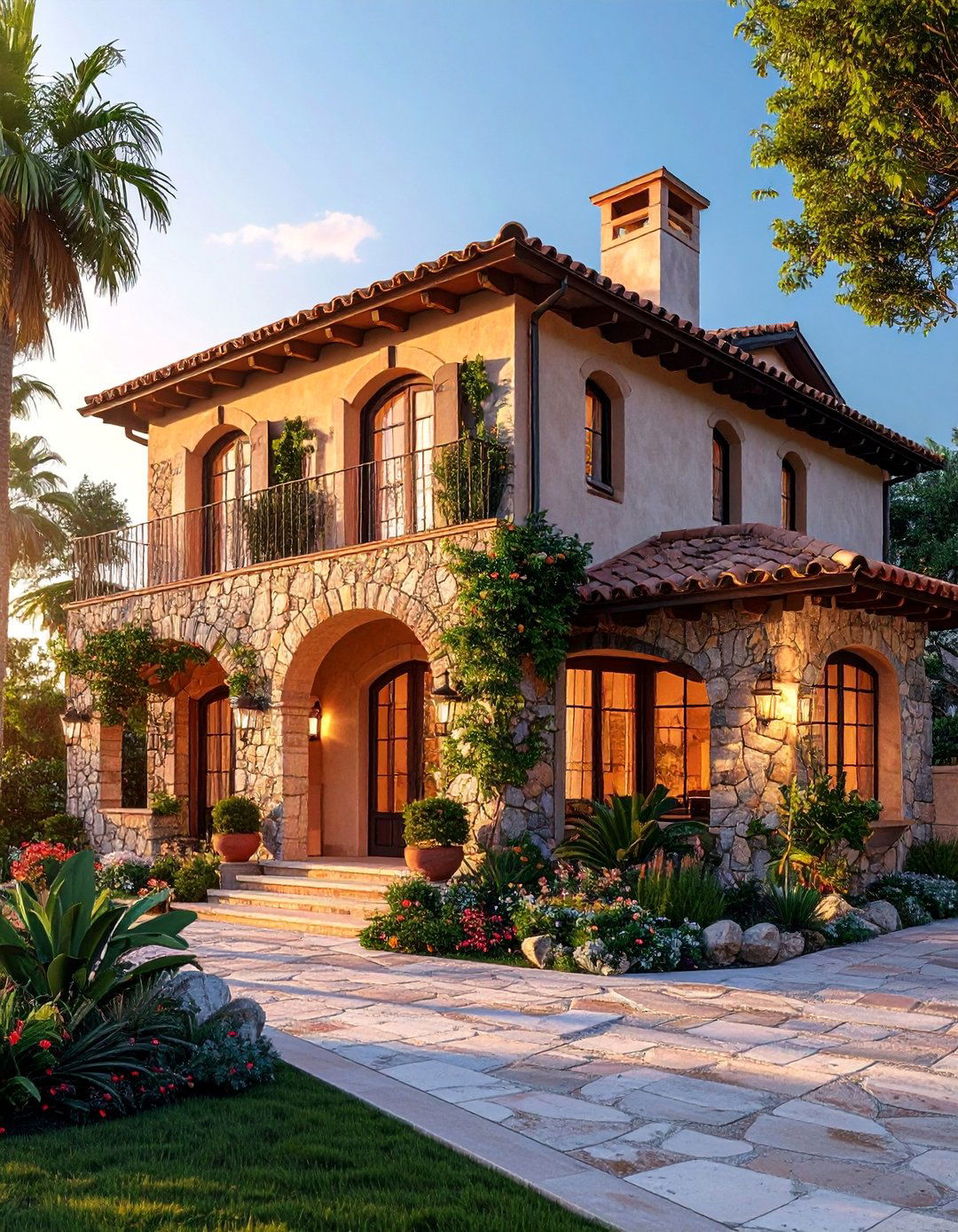 Spanish Bungalow with Stone Accent Features - 25 spanish bungalow exterior ideas