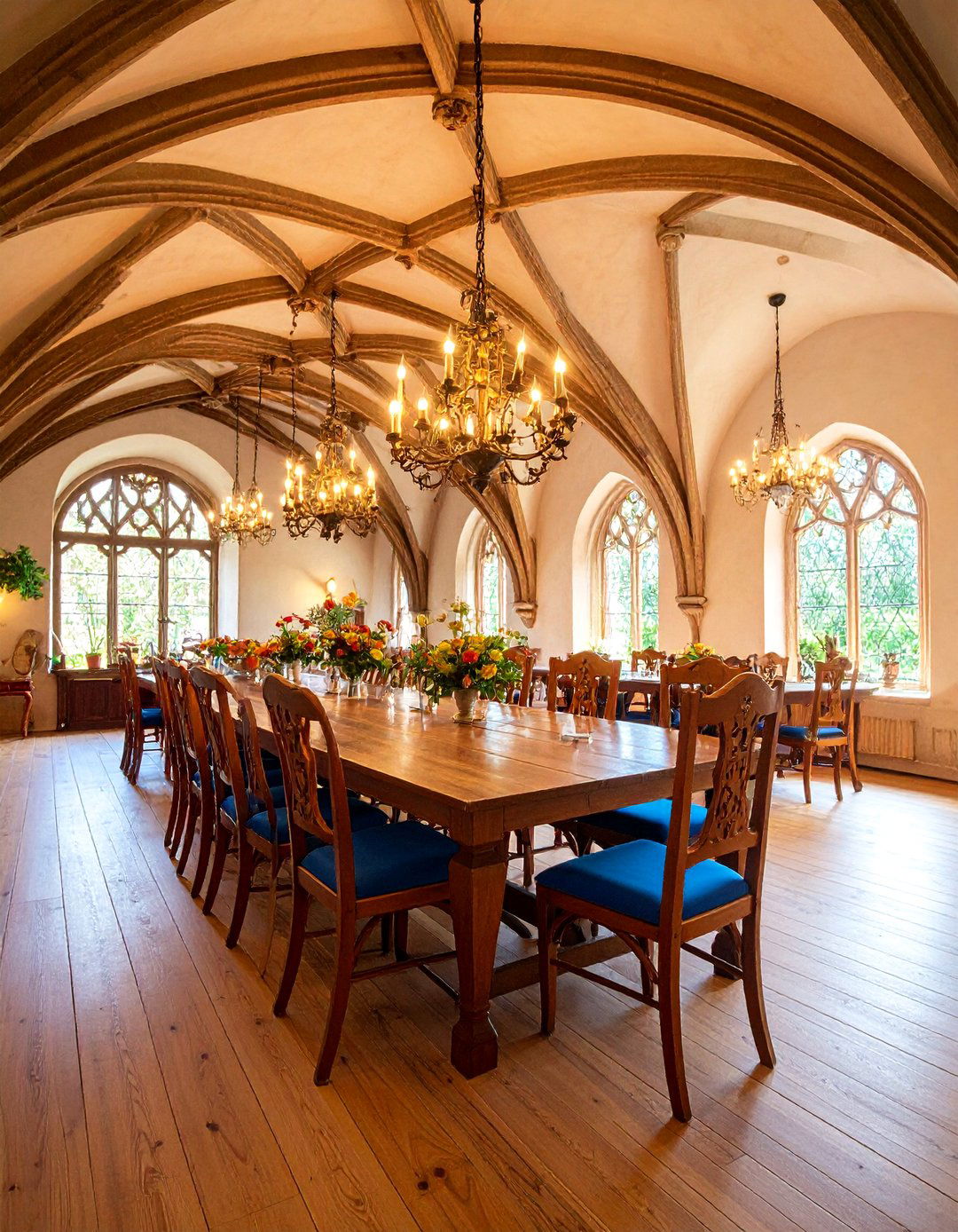 Spanish Cathedral Dining Room with Soaring Ceilings and Gothic Details - 25 spanish style dining room ideas