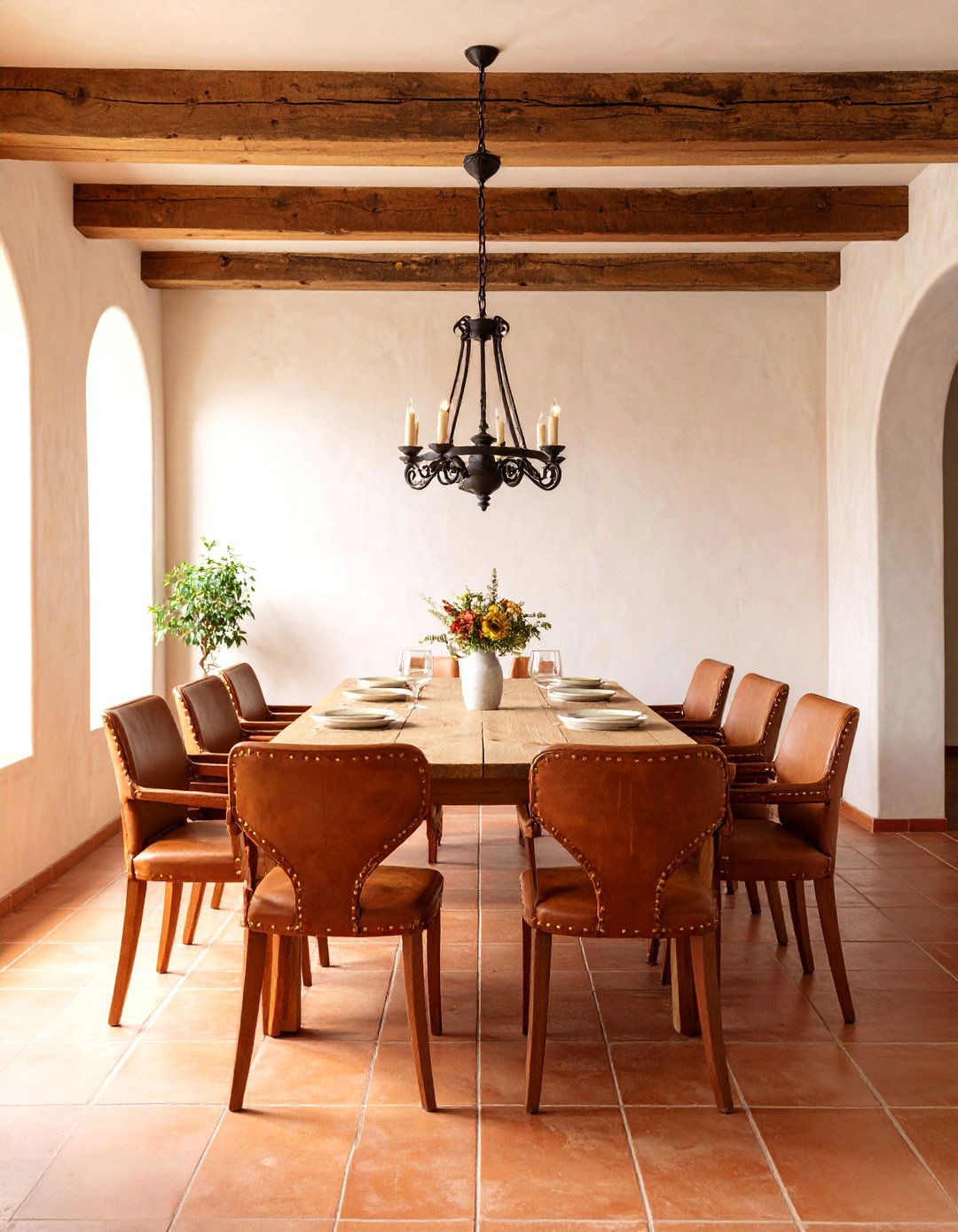 Spanish Colonial Hacienda Dining Room with Exposed Beam Ceiling - 25 spanish style dining room ideas
