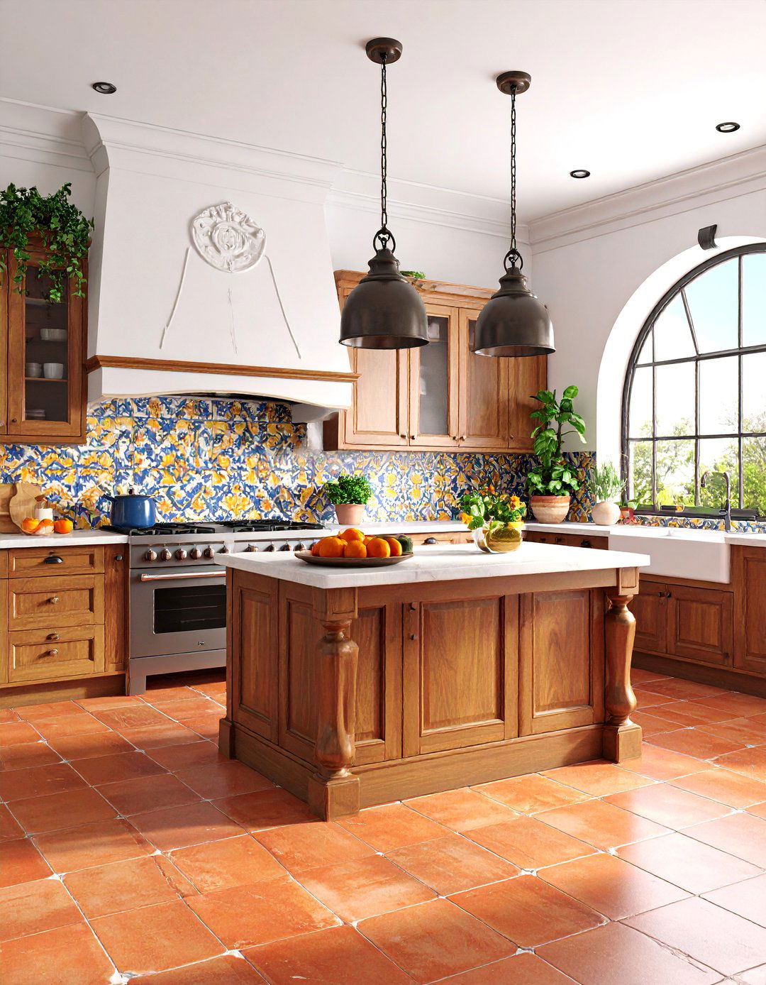 Spanish Colonial Kitchen with Terracotta Elements - 25 Mediterranean Kitchen Ideas