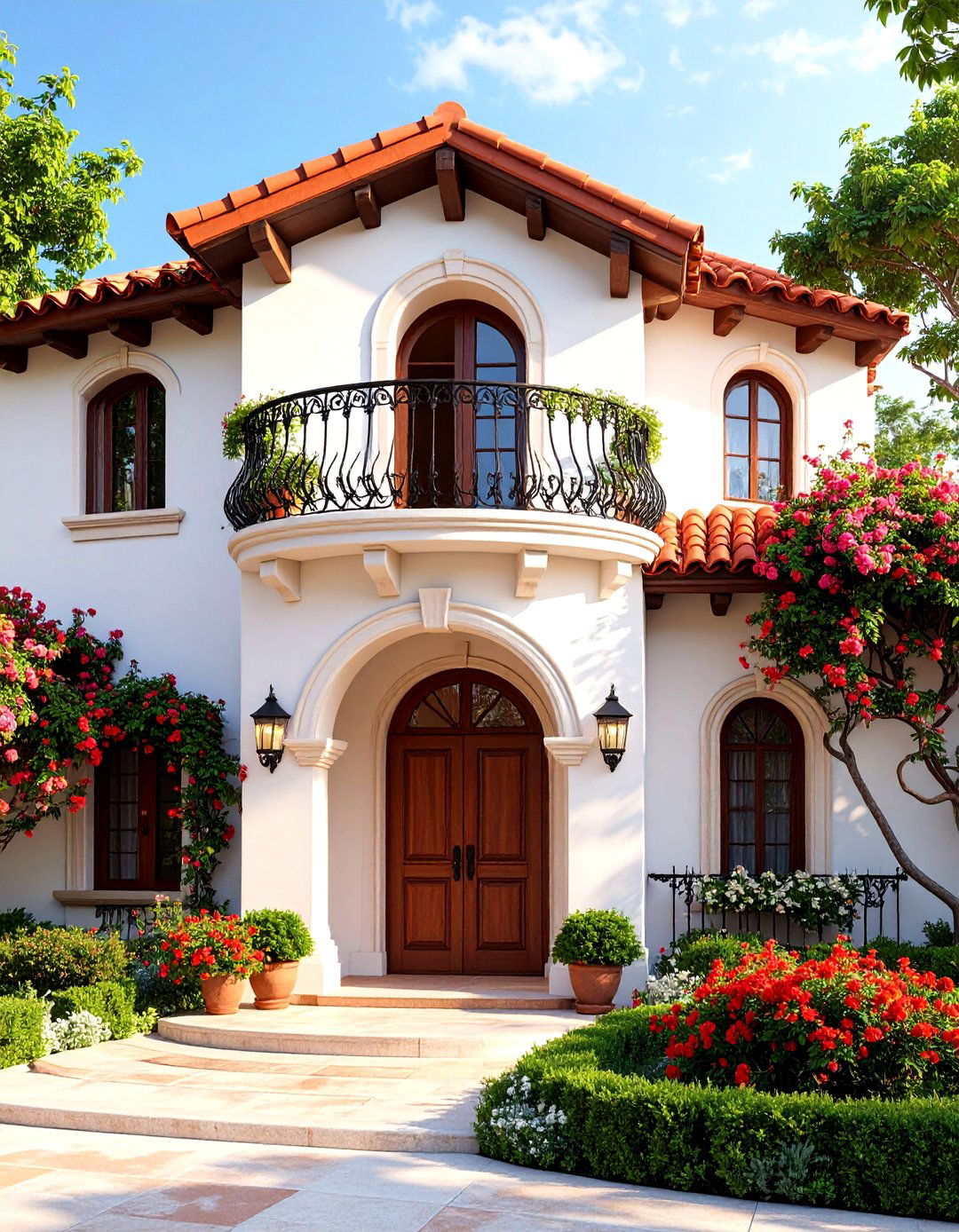 Spanish Colonial Revival Dormer with Wrought Iron Details - 25 Dormer Balcony Ideas