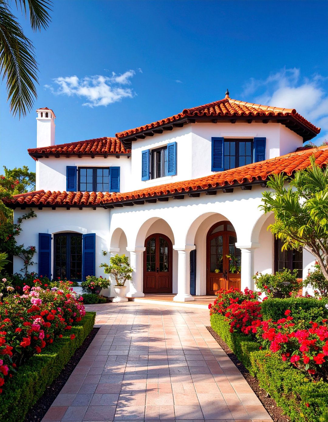 Spanish Colonial Villa with Red Clay Roof - 25 Mexican Style House Design Ideas