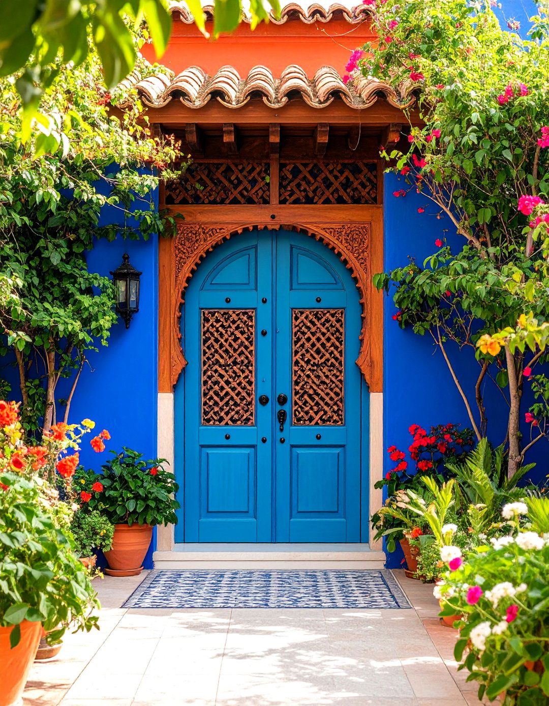 Spanish Courtyard Privacy Door with Lattice Work - 25 Spanish Style Front Door Ideas