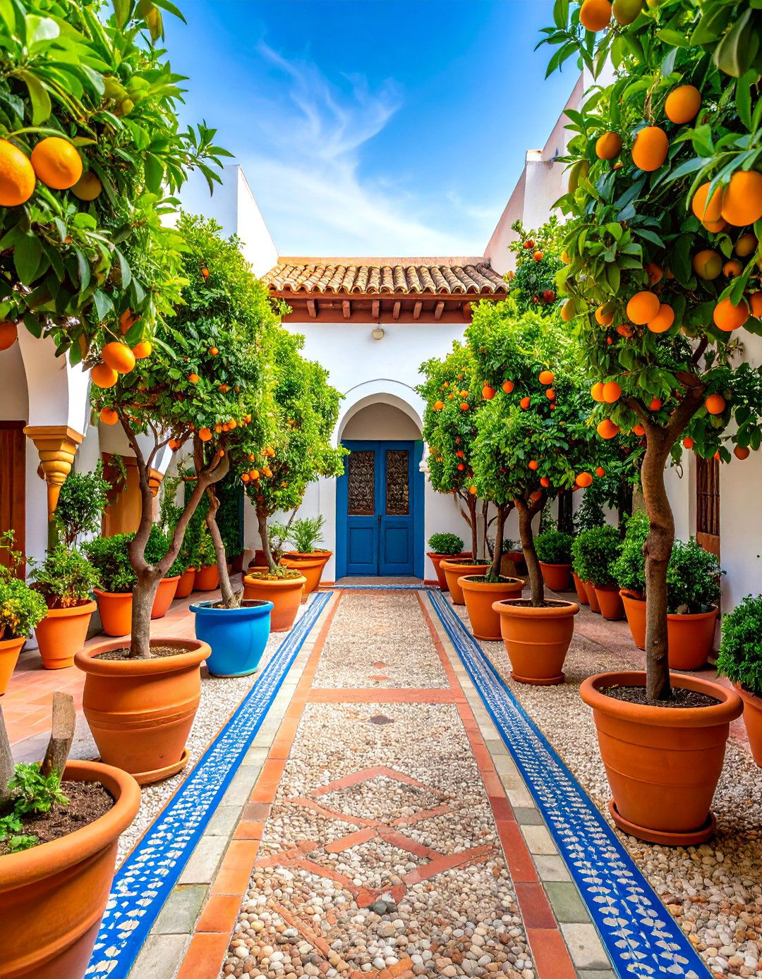 Spanish Courtyard with Citrus Grove Integration - 25 Spanish Courtyard Ideas