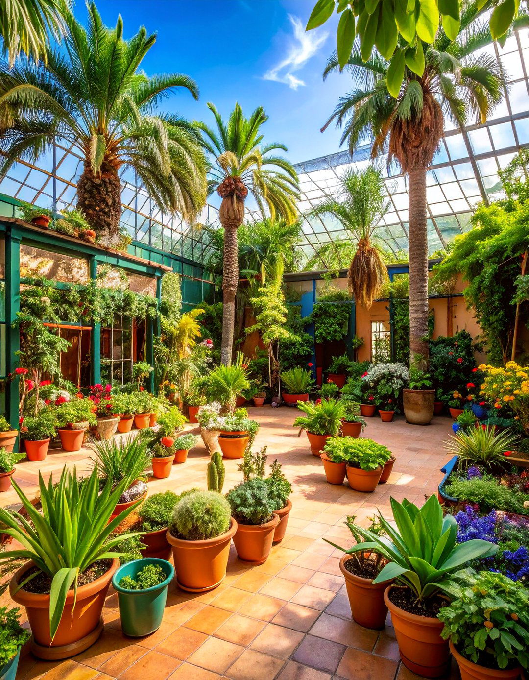 Spanish Courtyard with Greenhouse Integration - 25 Spanish Courtyard Ideas