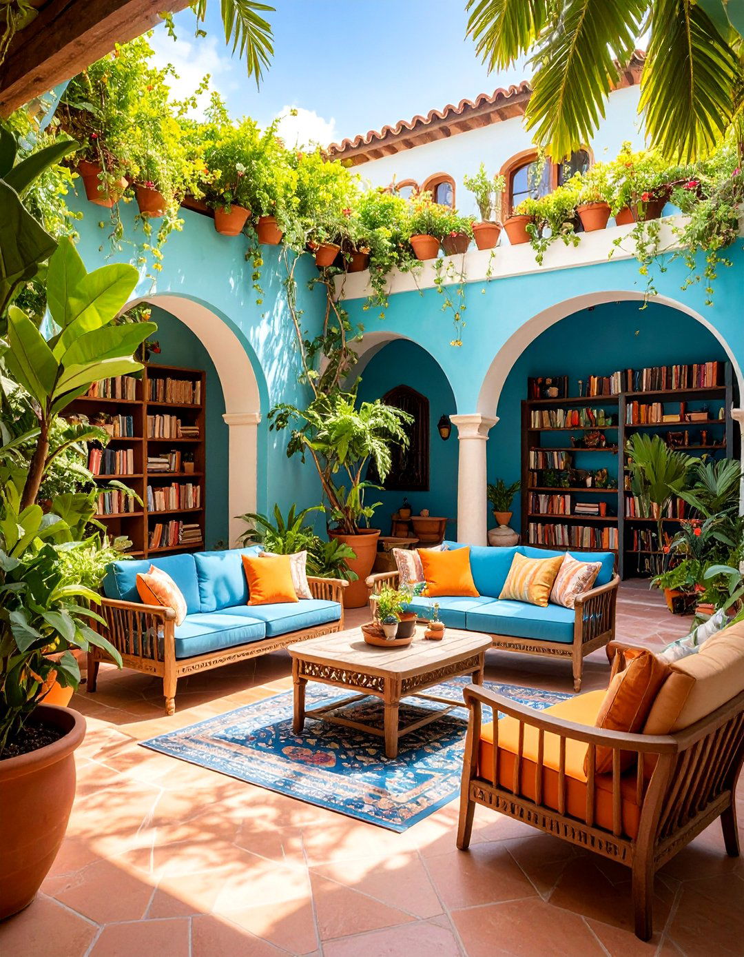 Spanish Courtyard with Reading and Study Nooks - 25 Spanish Courtyard Ideas