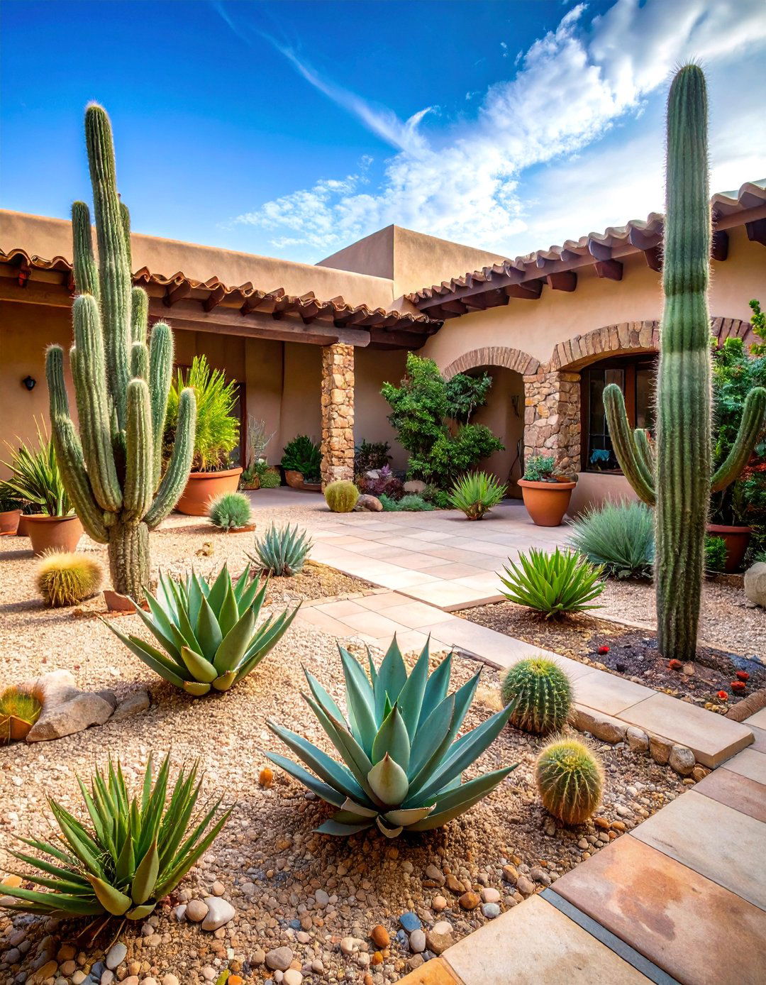 Spanish Desert Courtyard with Native Plants - 25 Spanish Courtyard Ideas