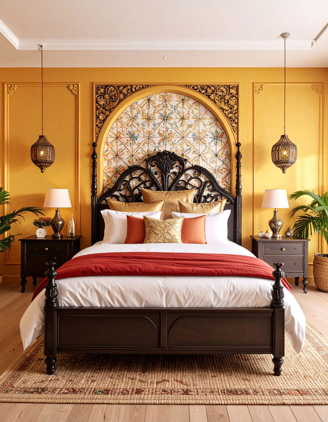 Spanish Mediterranean Bedroom with Hand Painted Tile Accents - 25 Mediterranean Bedroom Ideas