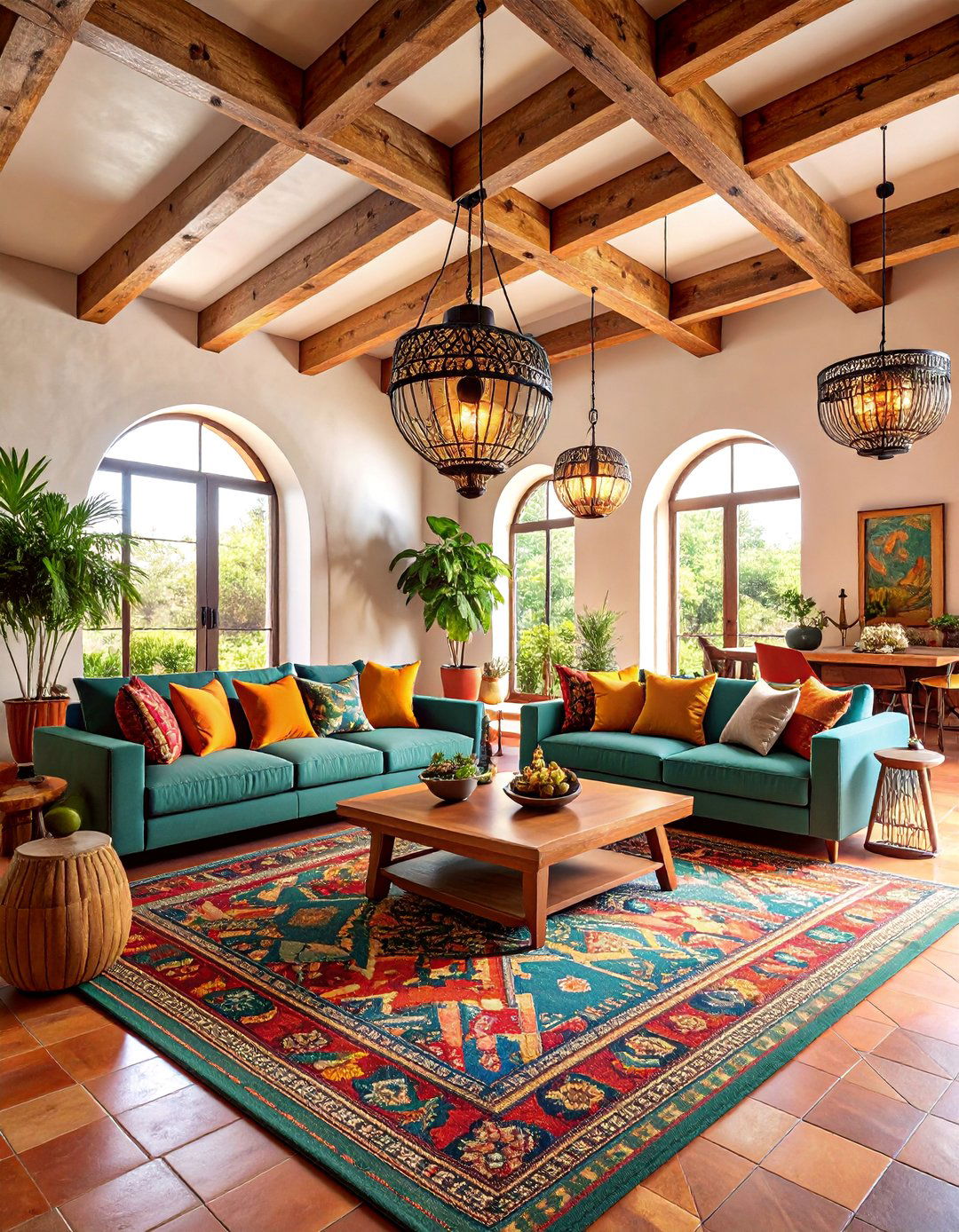 Spanish Modern Great Room with Vaulted Ceilings - 25 Spanish Modern Interior Design Ideas
