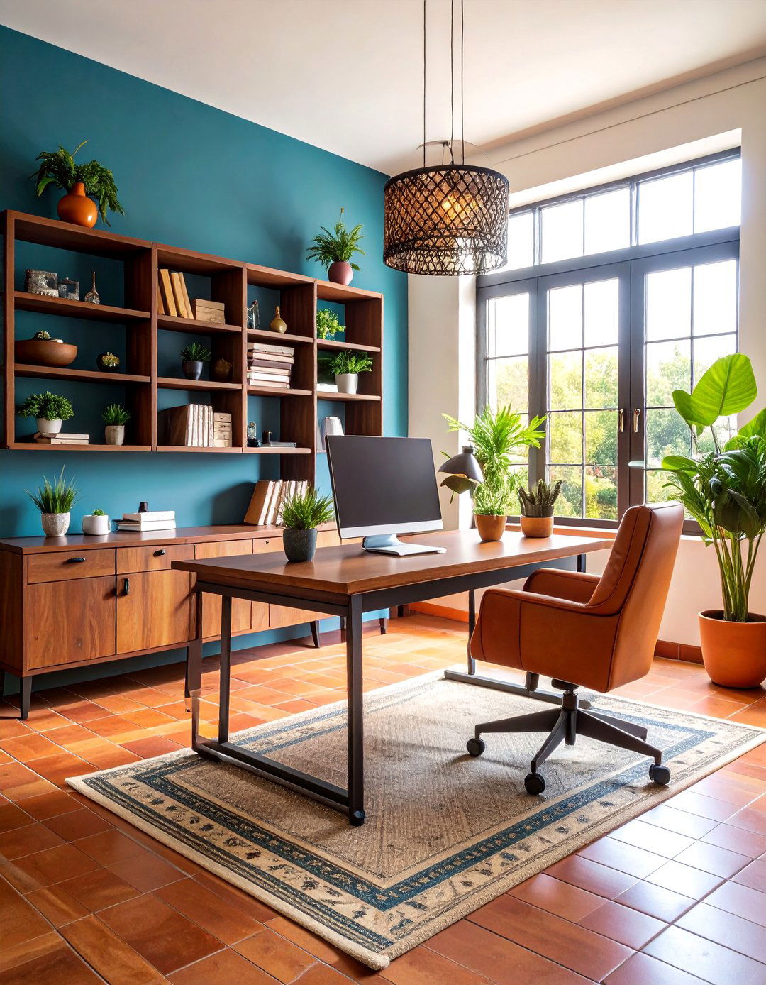 Spanish Modern Home Office with Built in Storage - 25 Spanish Modern Interior Design Ideas