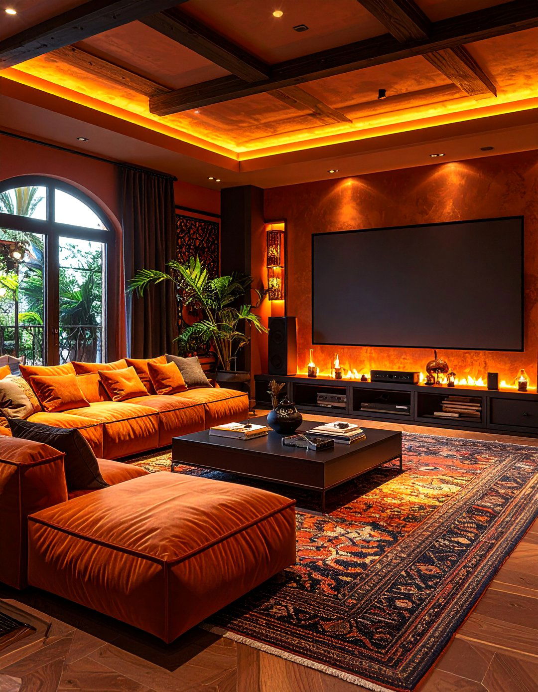 Spanish Modern Media Room with Comfortable Seating - 25 Spanish Modern Interior Design Ideas
