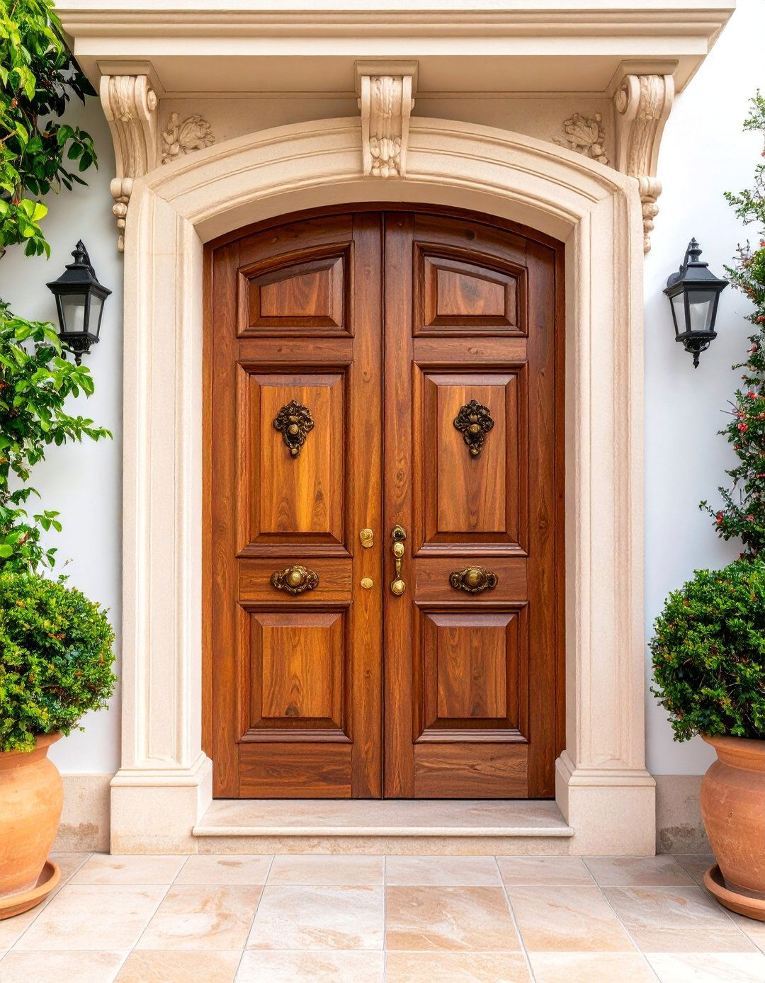 Spanish Renaissance Revival Paneled Door with Classical Details - 25 Spanish Style Front Door Ideas