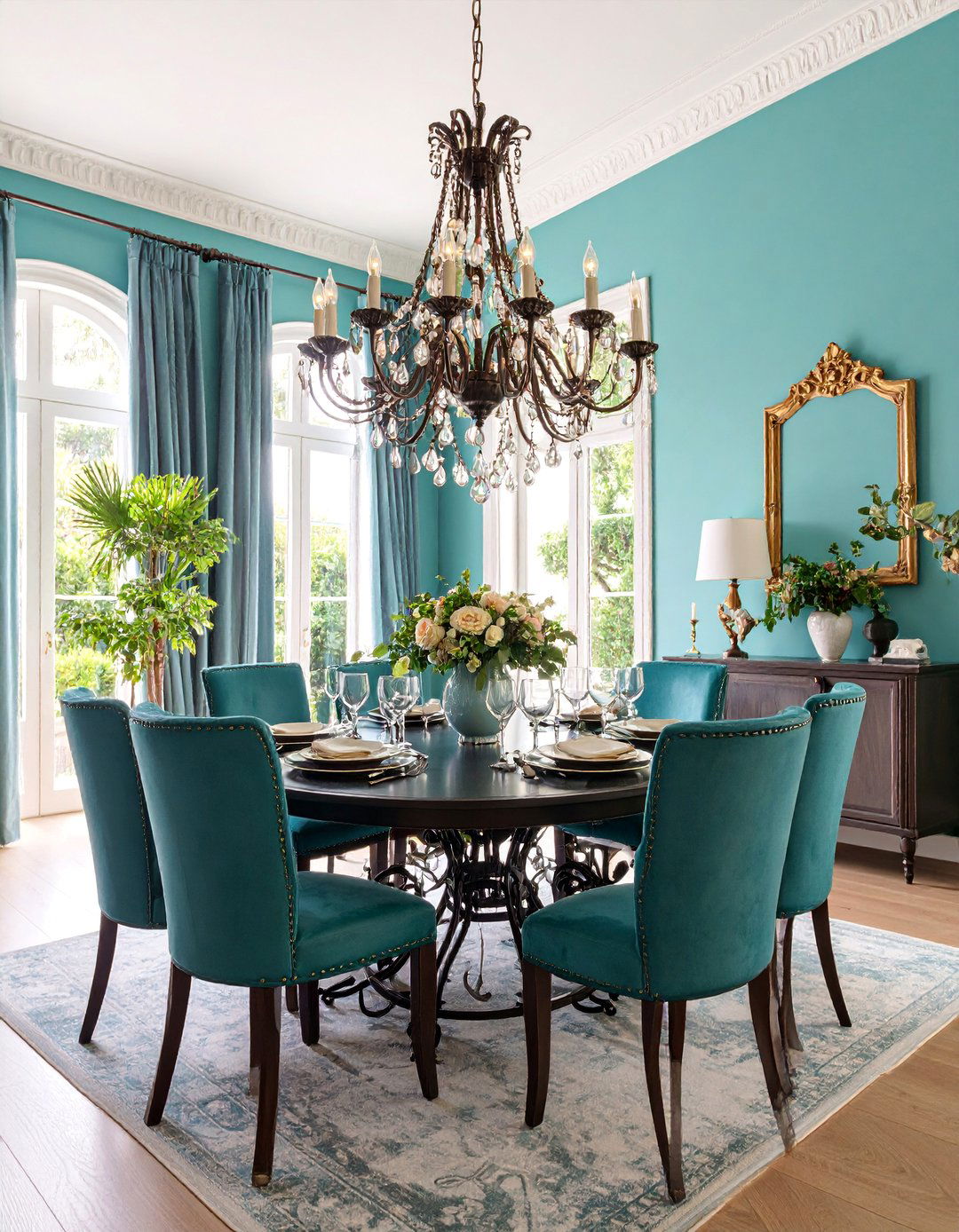 Spanish Revival Dining Room with Ornate Wrought Iron Details - 25 spanish style dining room ideas