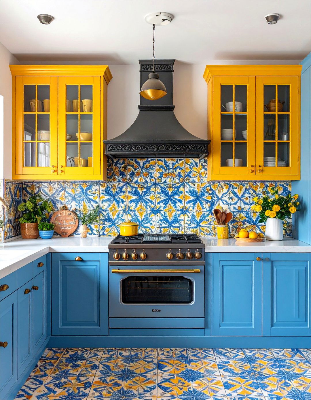 Spanish Revival Kitchen with Hand Painted Tile Backsplash - 25 Spanish Style Kitchen Ideas