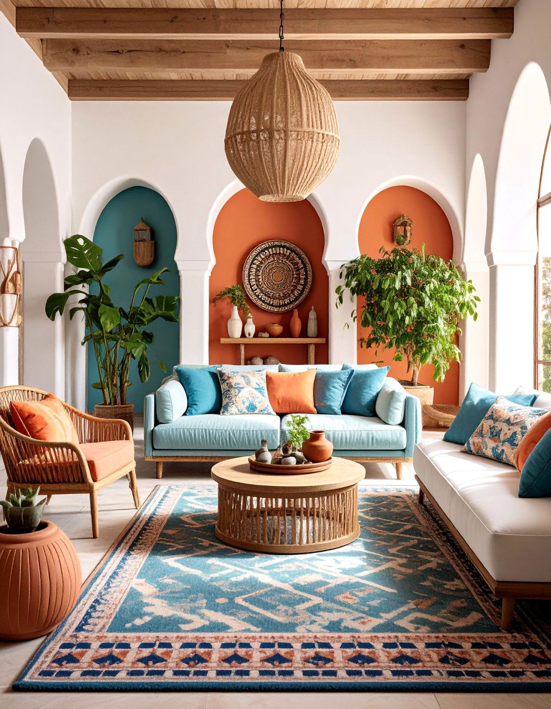 Spanish Style Living Room with Wall Niches - 25 Spanish Style Living Room Ideas