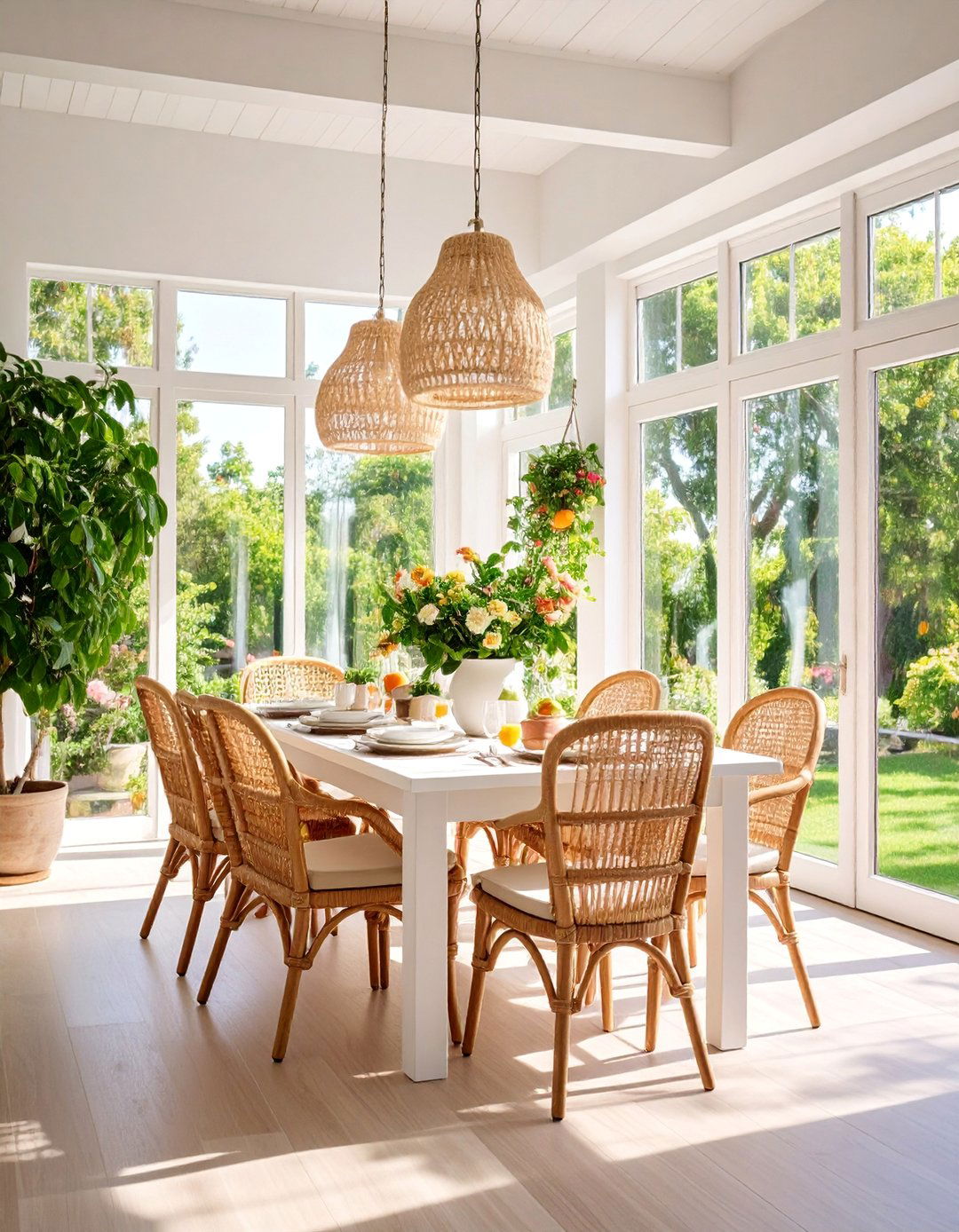 Spanish Sunroom Dining Room with Natural Light and Garden Views - 25 spanish style dining room ideas