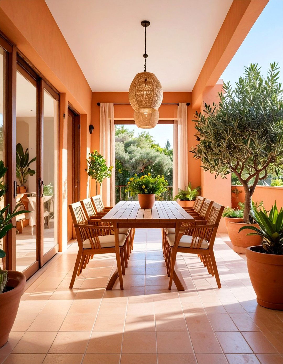 Spanish Terrace Dining Room with Indoor Outdoor Living Elements - 25 spanish style dining room ideas