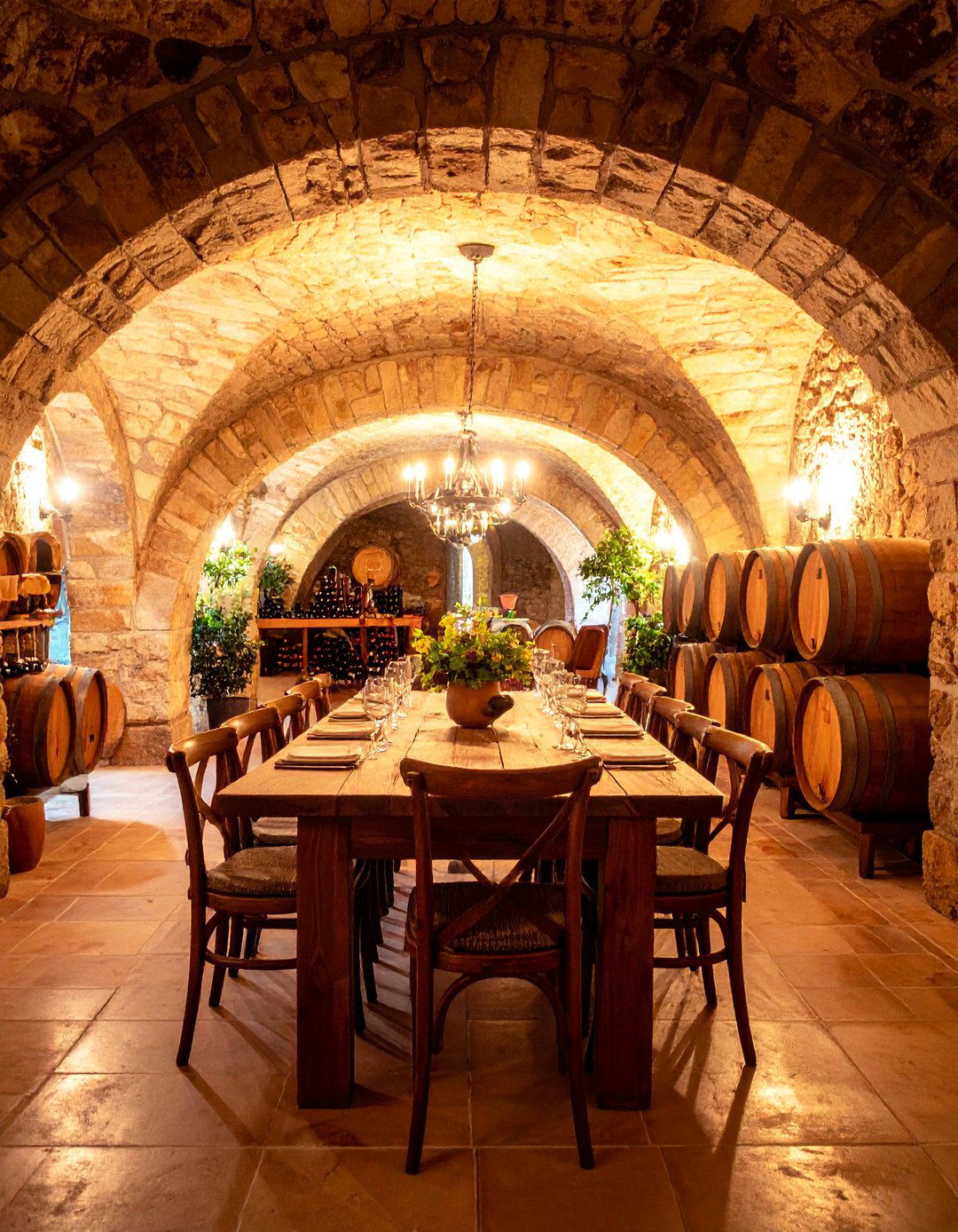 Spanish Wine Cellar Dining Room with Stone Arches and Rustic Elements - 25 spanish style dining room ideas