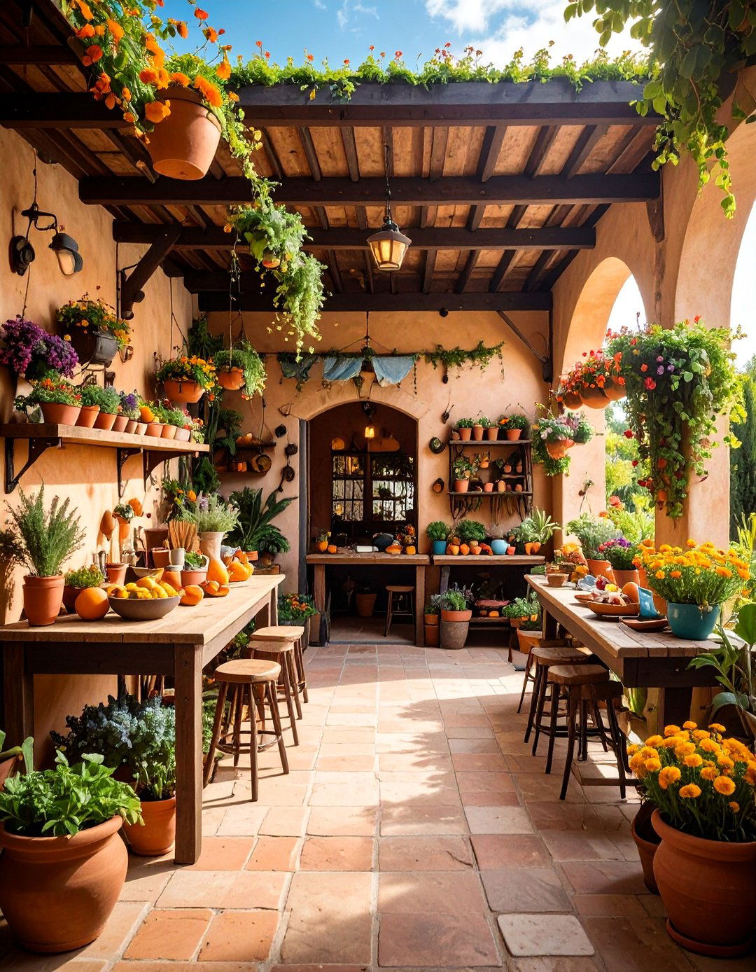 Spanish Workshop Patio with Artisan Spaces - 25 spanish style patio ideas