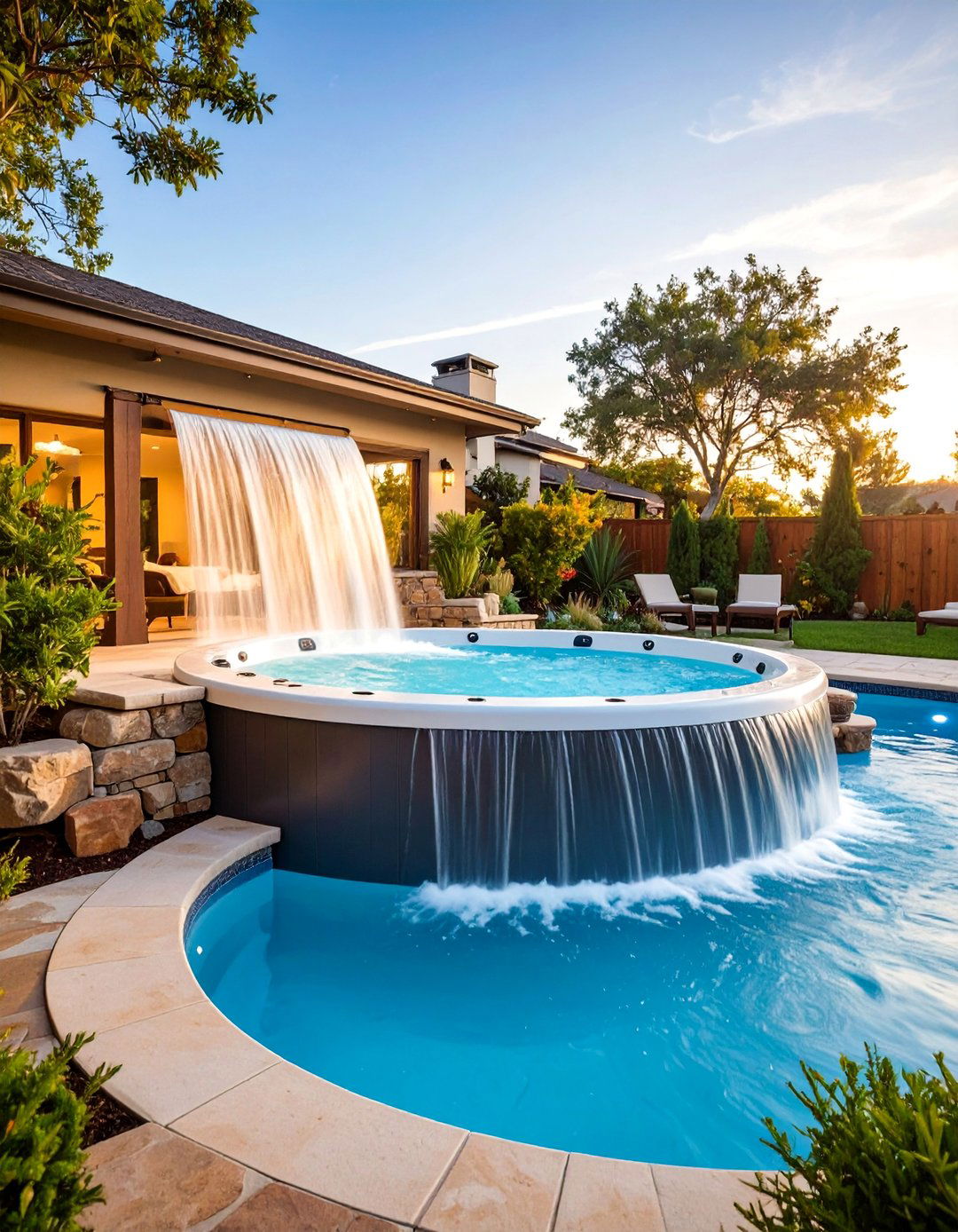 Spillover Spa Pool with Cascading Luxury - 25 Small Inground Pool Ideas