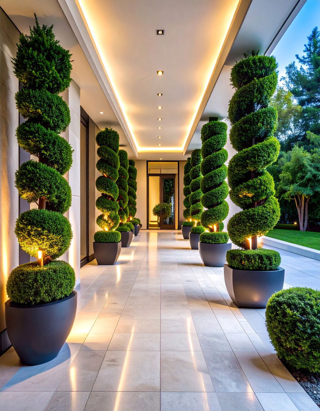 Spiral Topiary Boxwood Entrance Design - 25 Front Yard Boxwood Designs