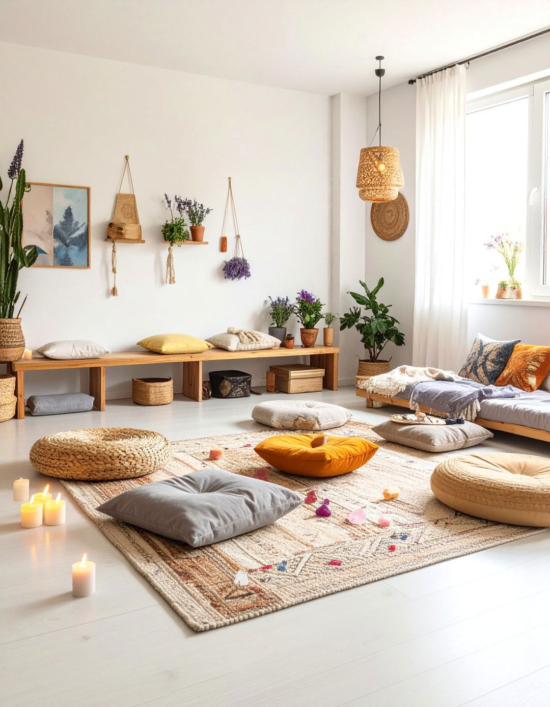Spiritual Sanctuary Boho Dorm Room with Meditation Corner - 25 Boho Dorm Room Ideas