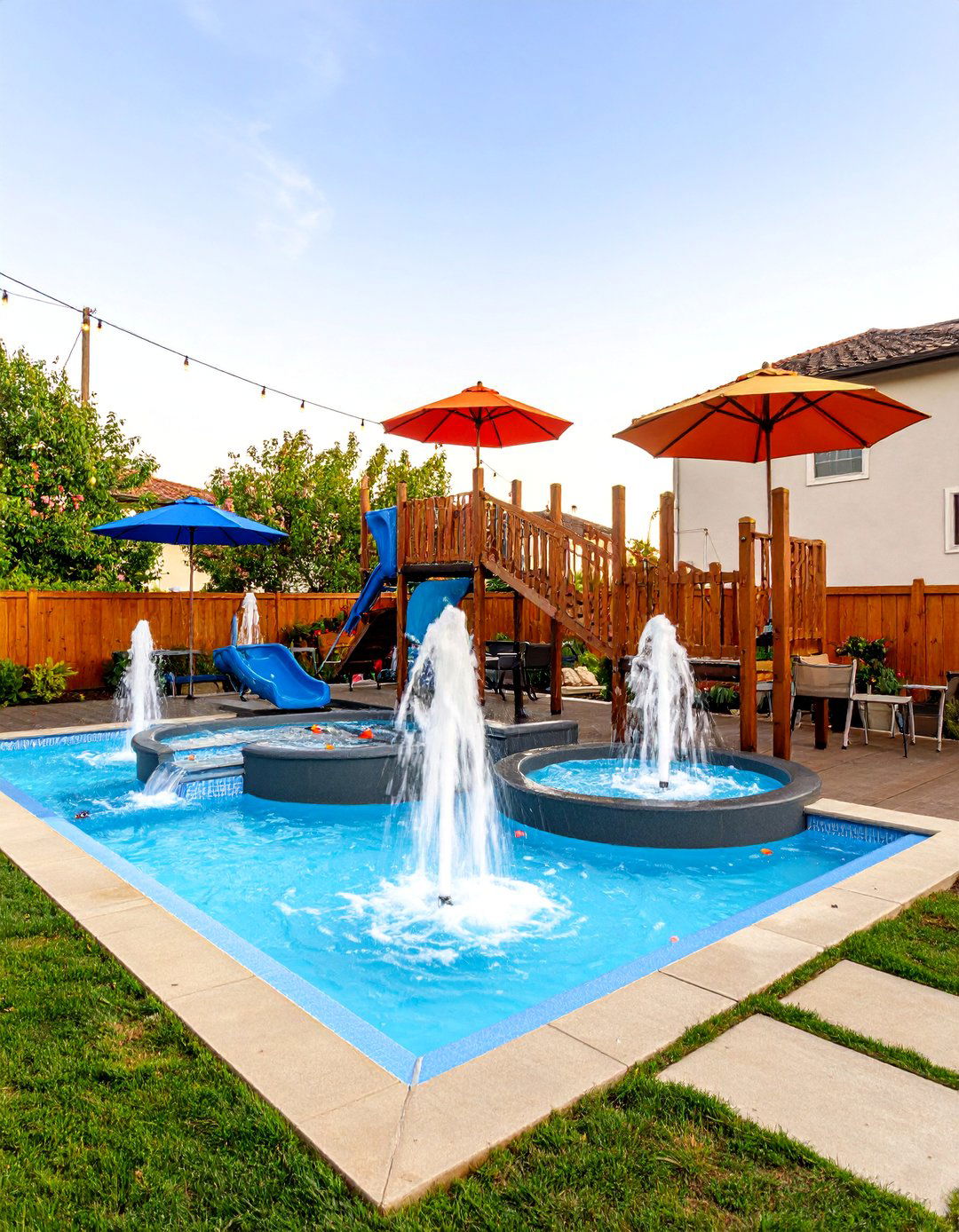 Splash Zone Water Park with Multiple Play Features - 25 Backyard Ideas for Kids