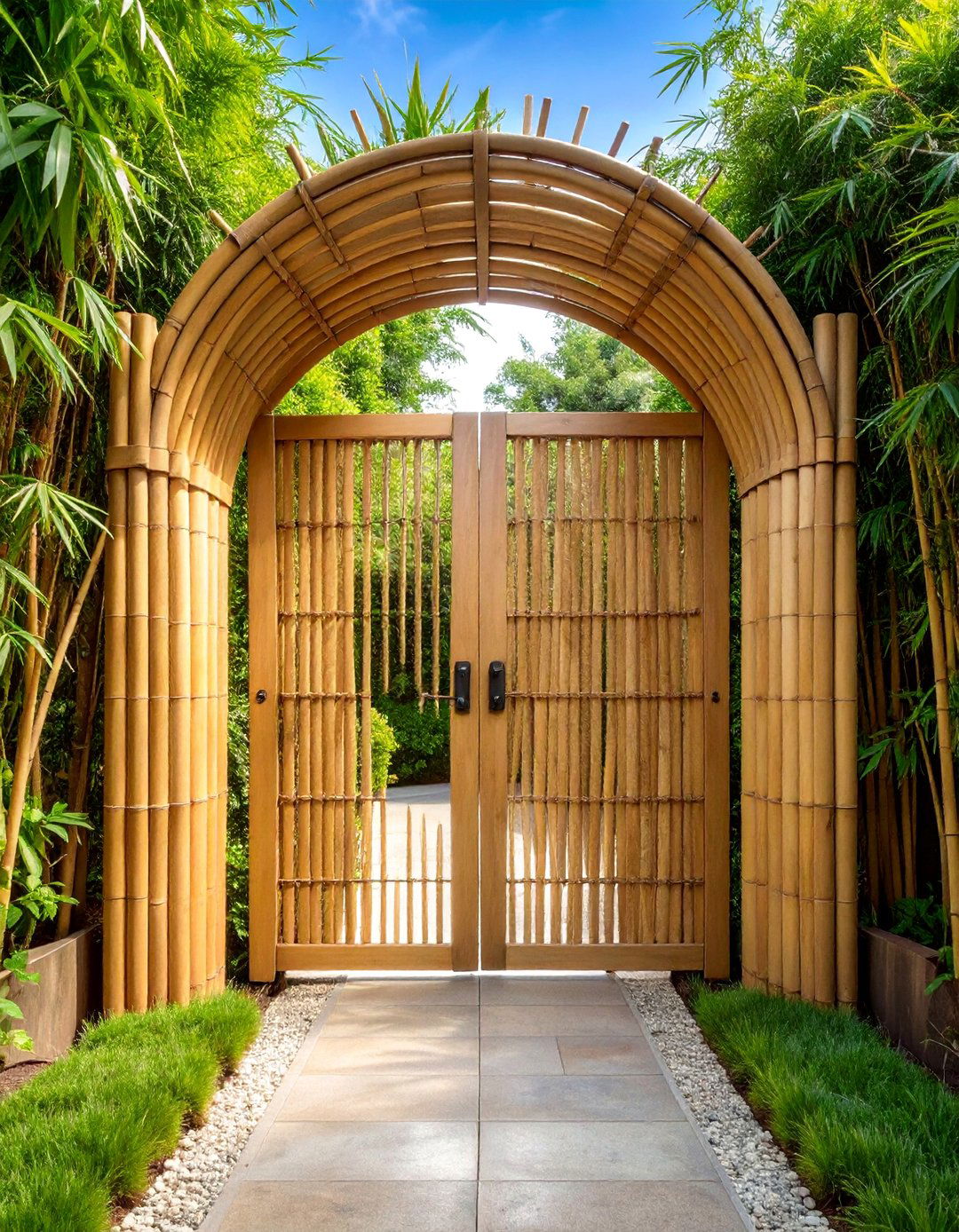 Split Bamboo Reed Screen Gate - 25 Japanese Garden Gate Design Ideas