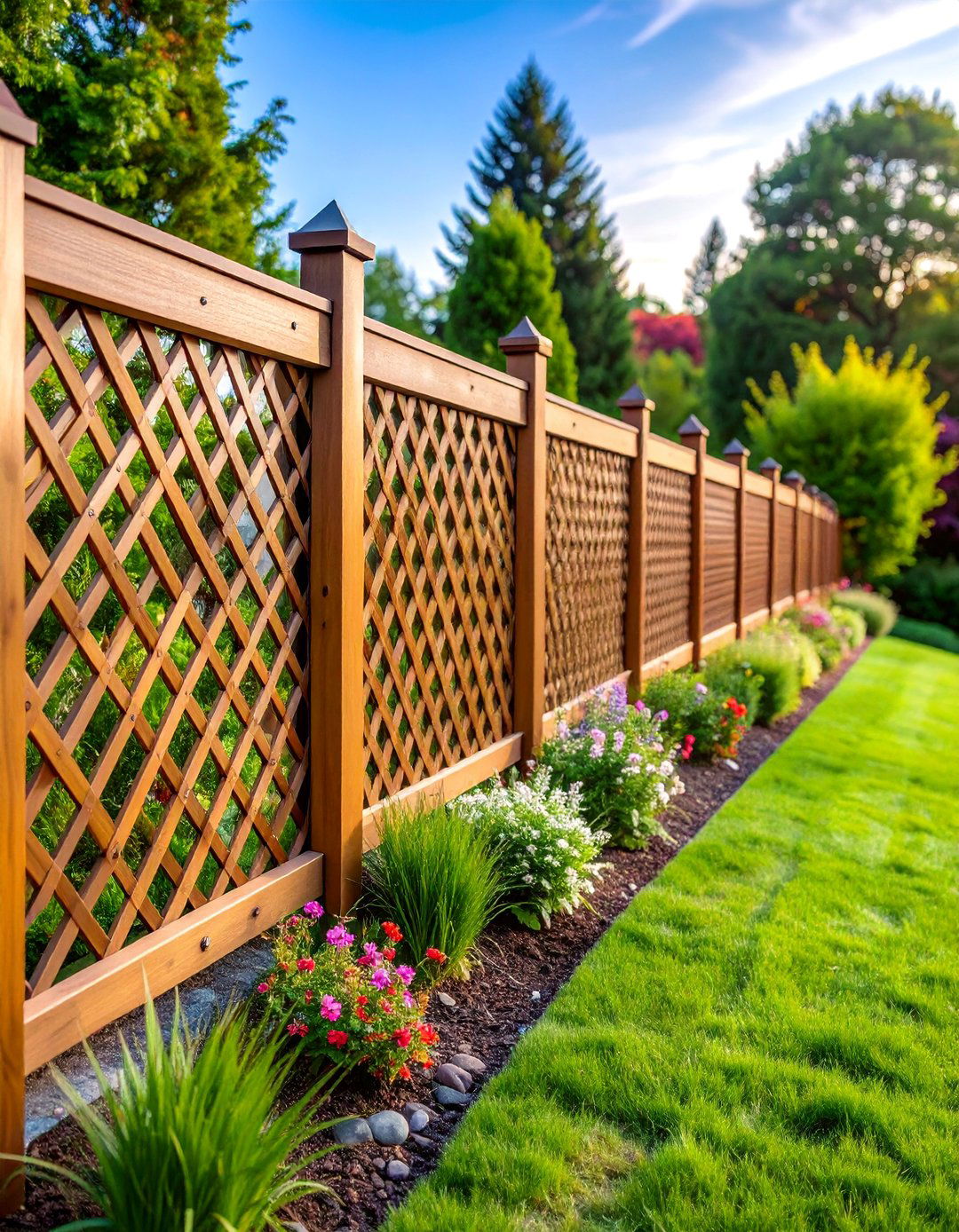Split Level Terrain Following Lattice Fence - 25 Lattice Fence Ideas