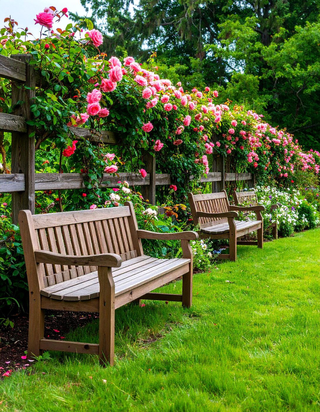 Split Rail Fence with Climbing Rose Display - 25 Rustic Landscaping Ideas