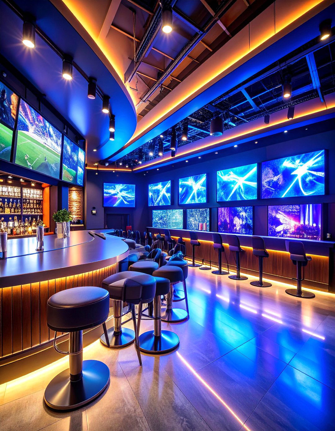 Sports Bar Theater with Multiple Screen Configuration - 25 Home Theater Ideas