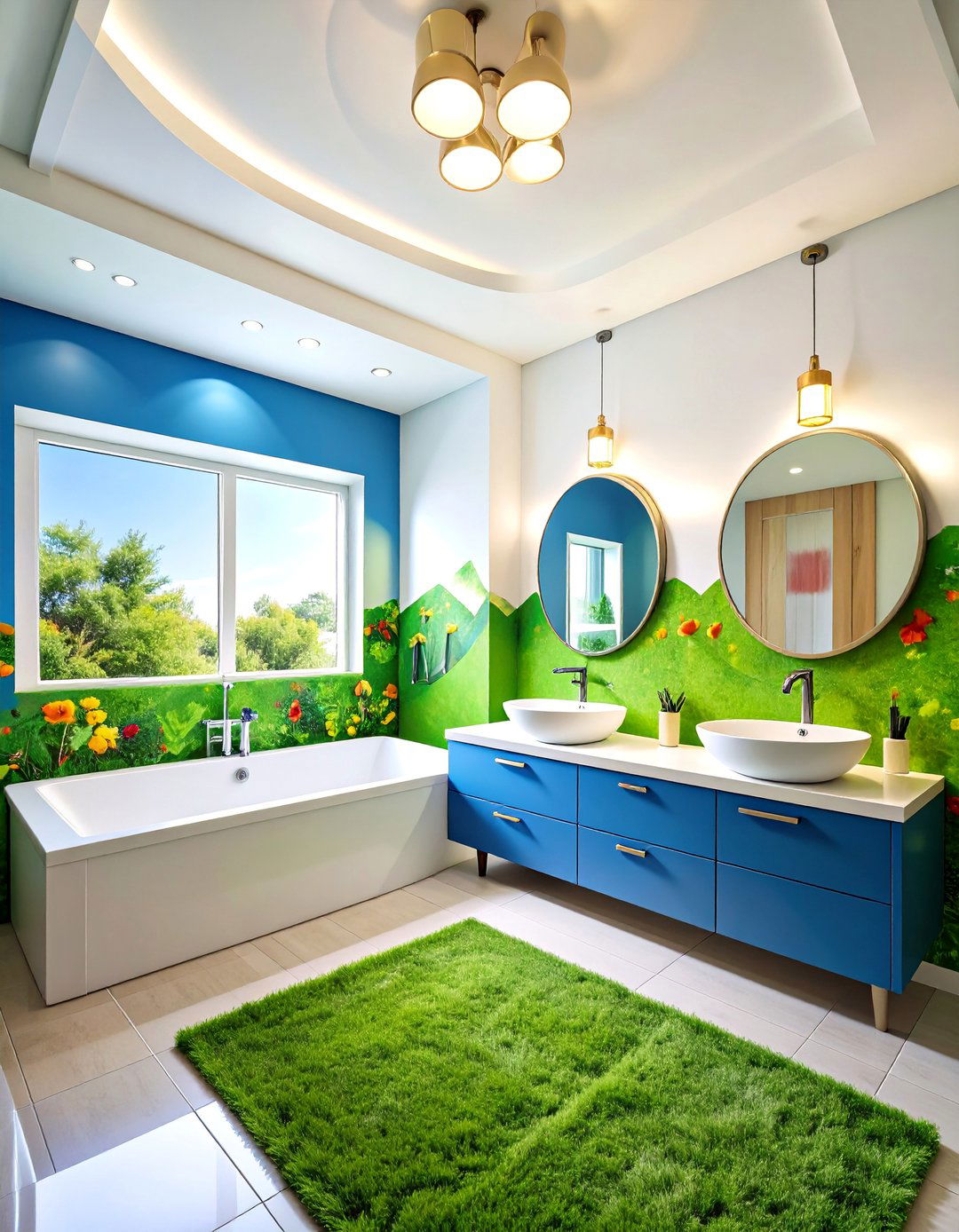 Sports Champion Kids Bathroom with Stadium Lighting - 25 Kids Bathroom Ideas