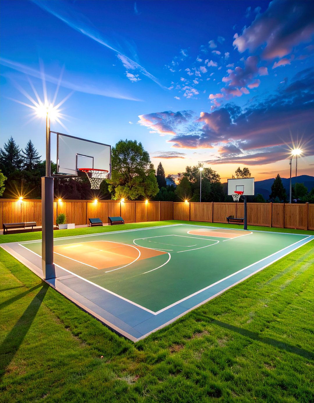 Sports Court with Multi Game Capabilities - 25 Backyard Ideas