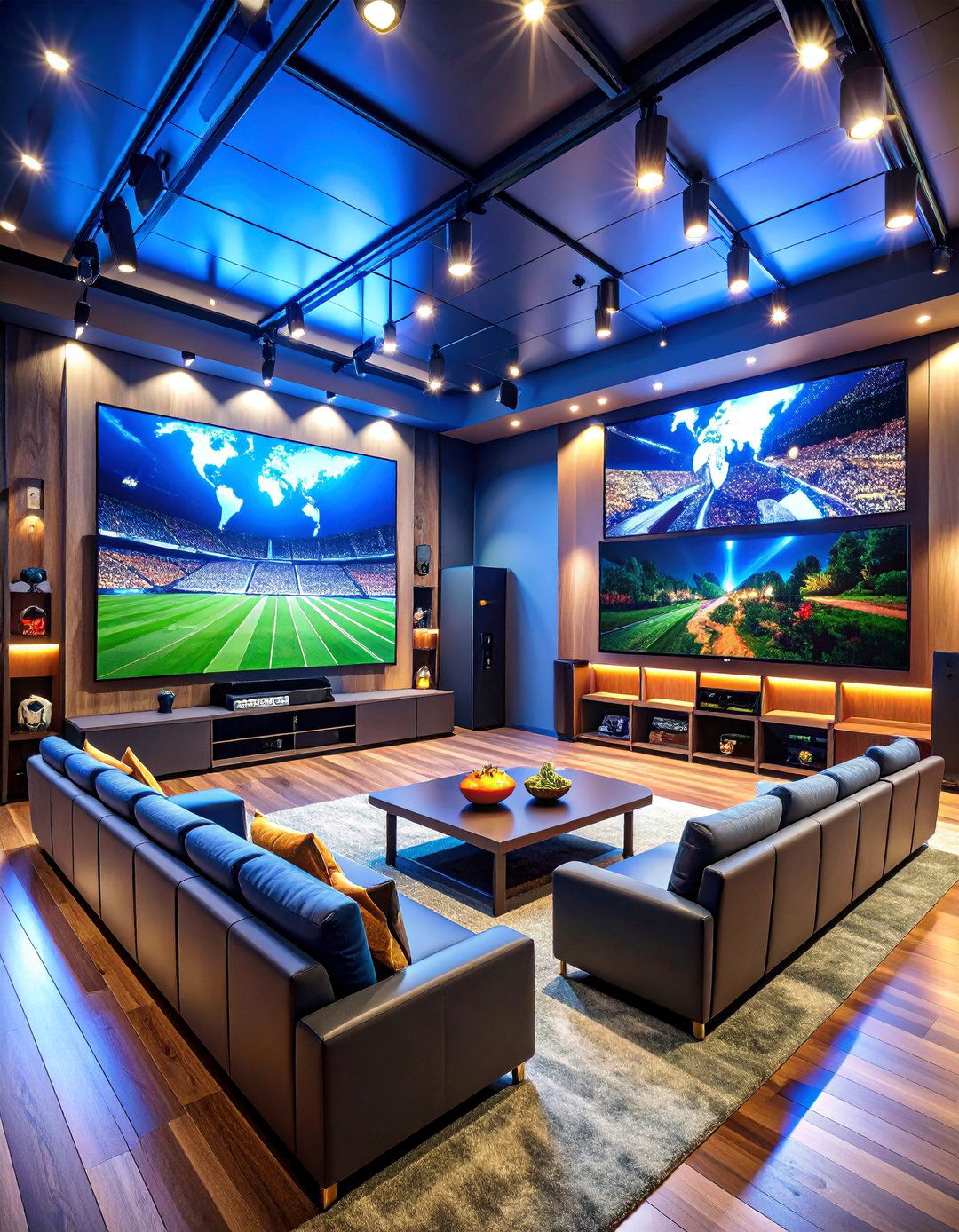 Sports Entertainment Man Cave with Team Spirit - 25 Man Cave Design Ideas