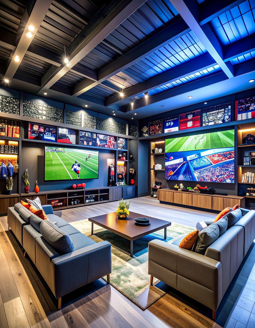 Sports Fan Cave with Team Colors - 25 Teen Hangout Room Ideas
