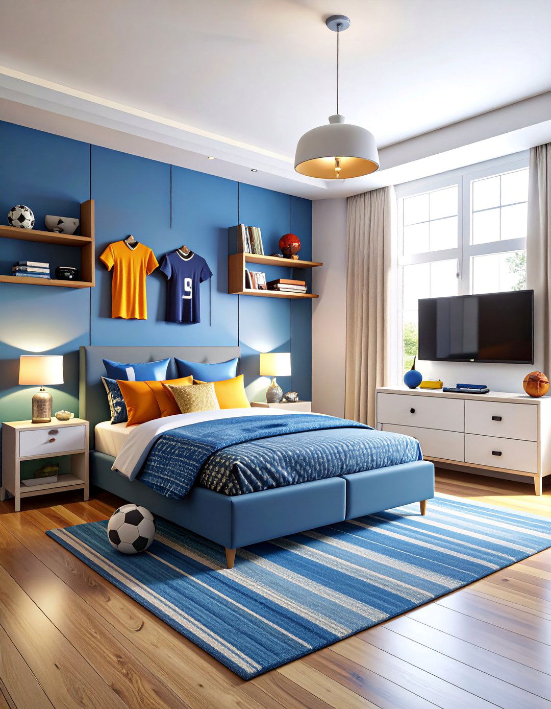 Sports Fans Dream Bedroom with Team Spirit - 25 Man Cave Bedroom Ideas