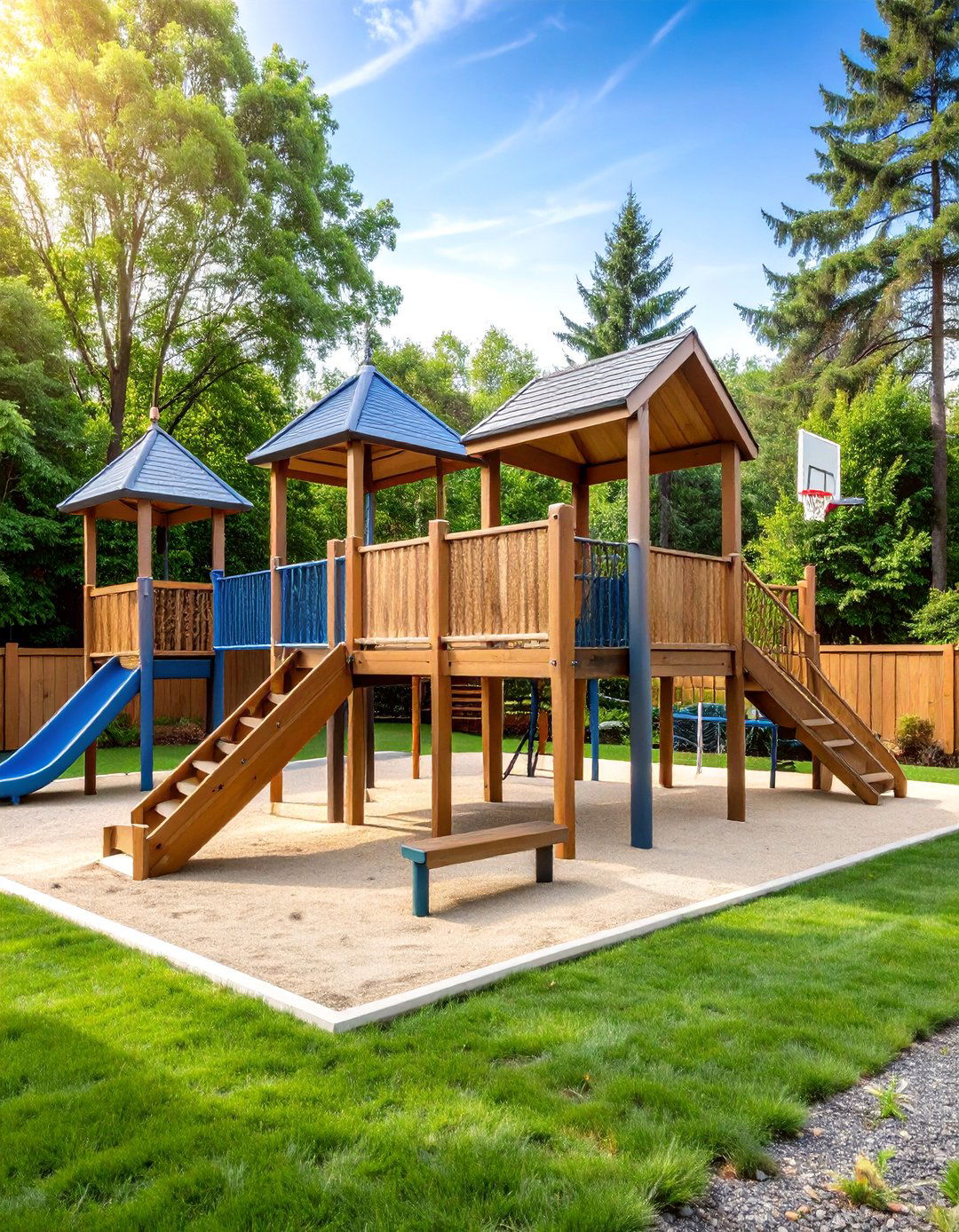 Sports Focused Multi Activity Backyard Playground - 25 Backyard Playground Ideas