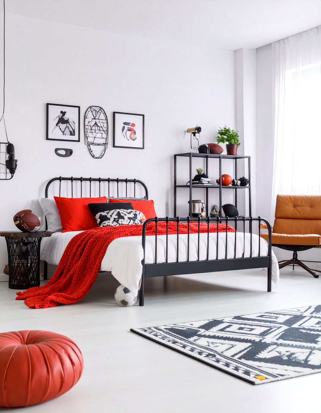 Sports Themed Bedroom for Enthusiasts - 25 red black and white bedroom ideas