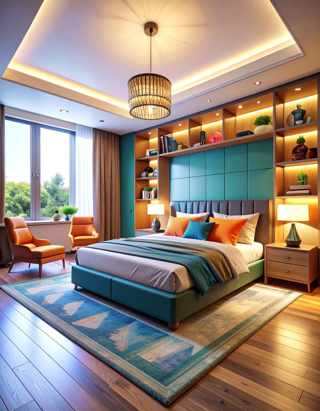 Sports Themed Bedroom with Display Cases - 25 Men's Bedroom Ideas