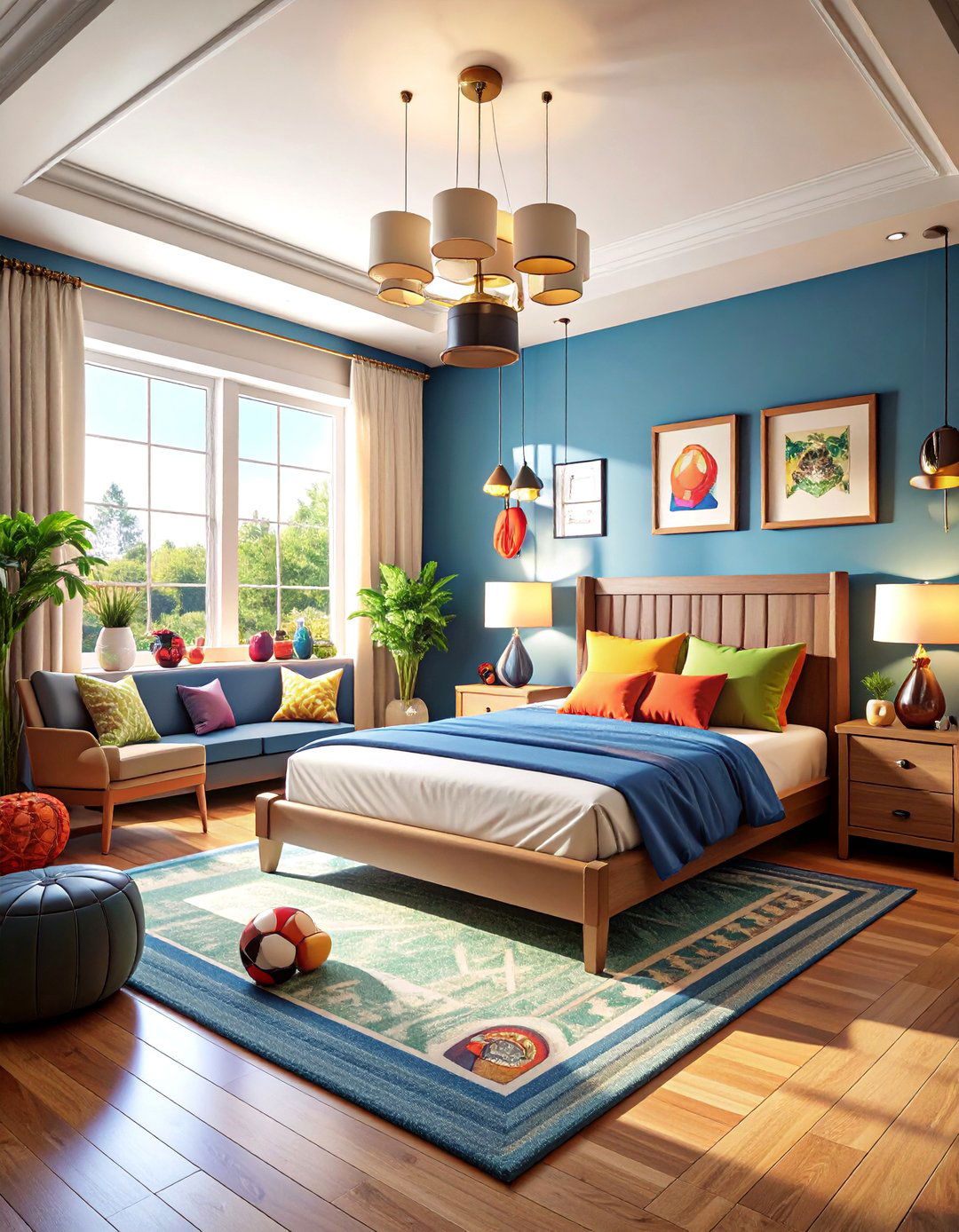 Sports Themed Bedroom with Trophy Display - 25 Teen Girl Bedroom Ideas