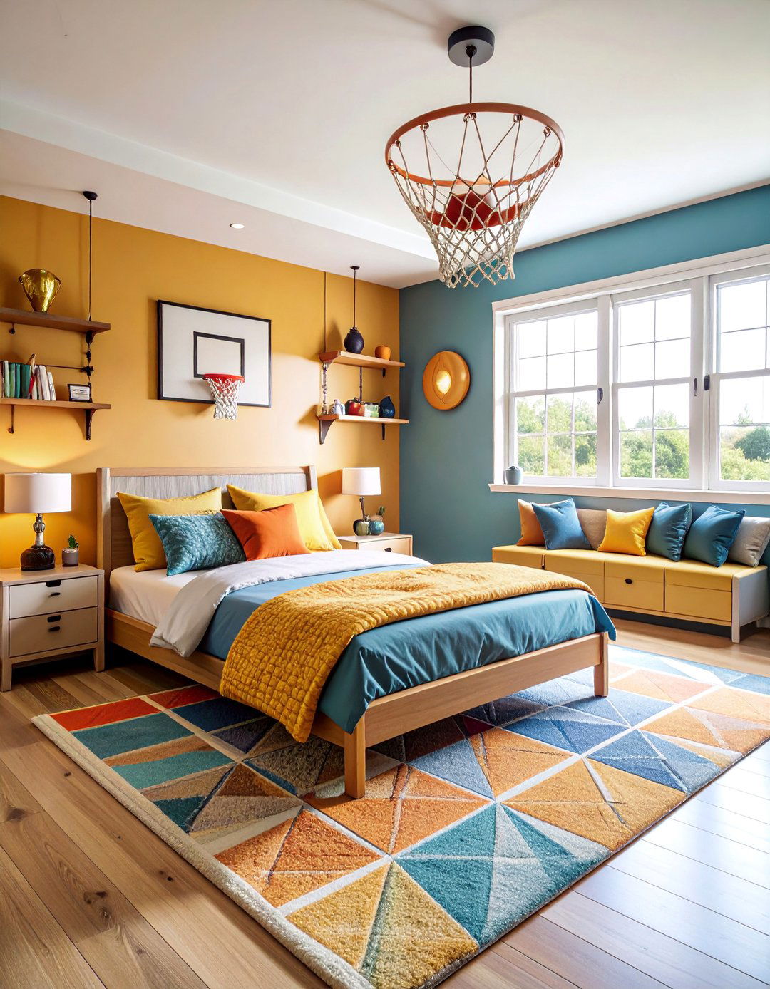 Sports Themed Room with Equipment Storage - 25 Boy and Girl Shared Small Room Ideas