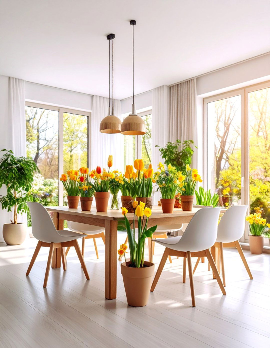 Spring Bulb Garden in Pots - 25 Dining Table Centerpiece Ideas
