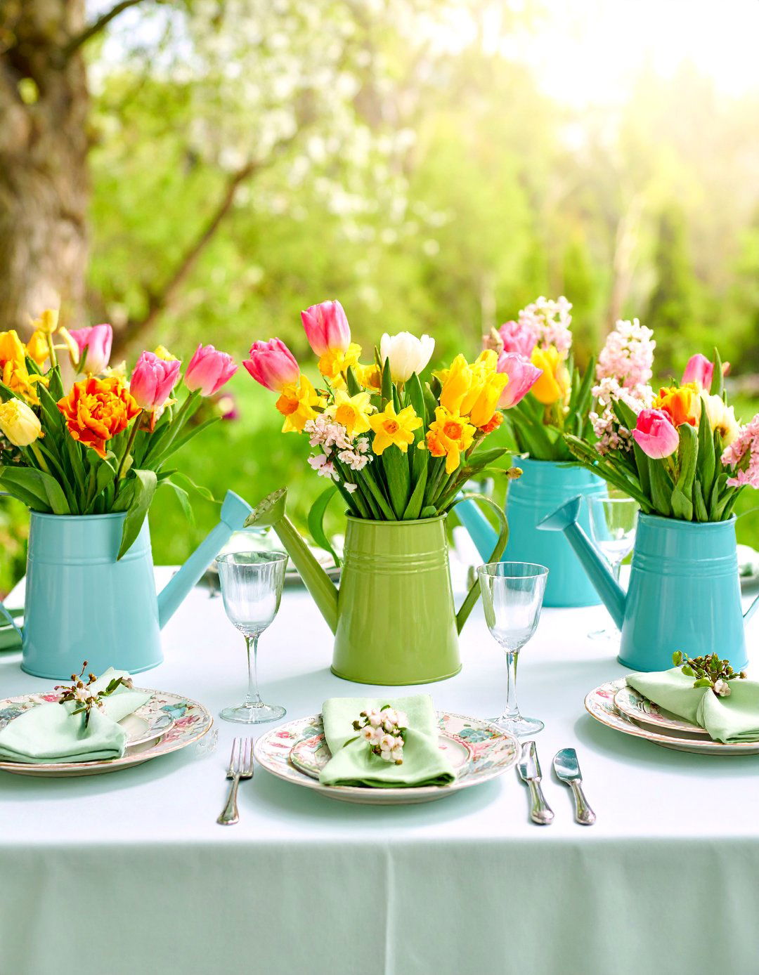 Spring Garden Party Tablescape with Fresh Florals - 25 Tablescape Ideas