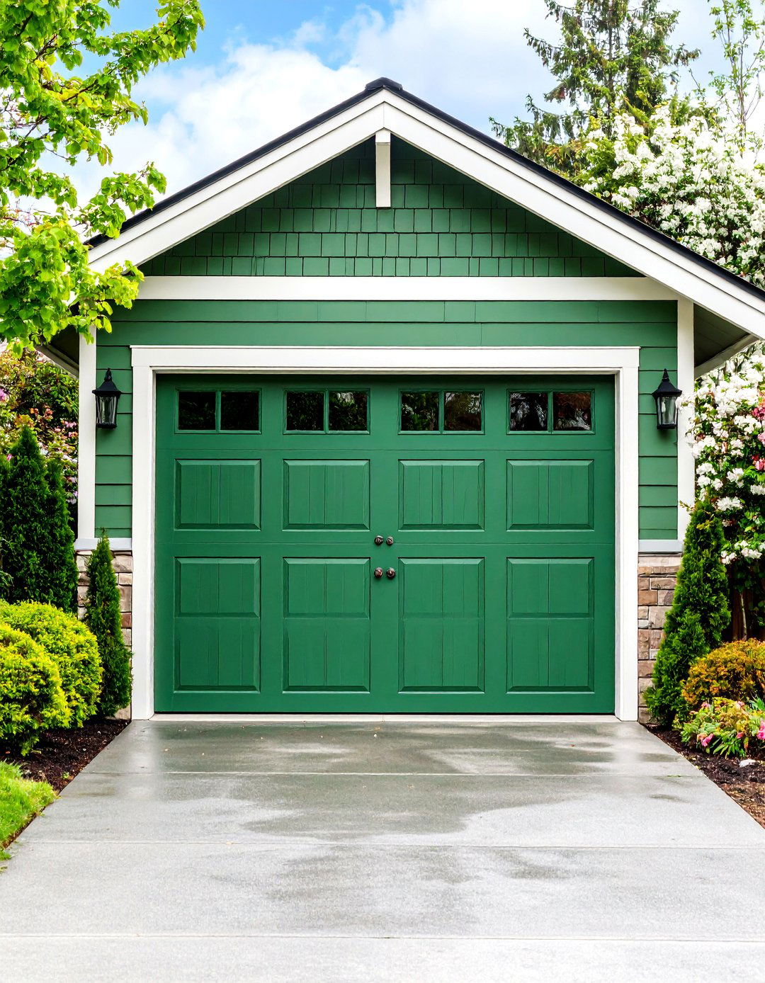 Spring Green Traditional with Seasonal Appeal - 25 Green Garage Door Ideas