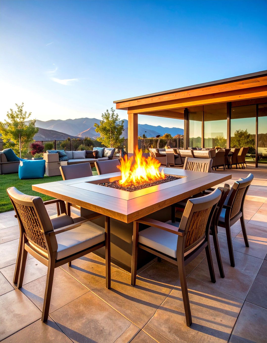 Square Fire Pit Table with Dining Height Surface - 25 Square Fire Pit Ideas