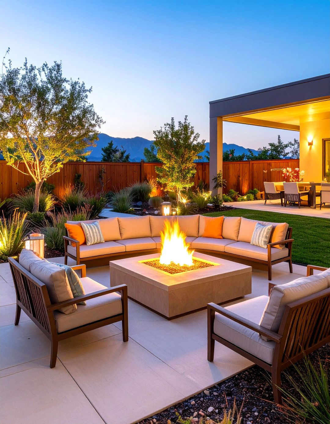 Square Fire Pit with Built In Curved Bench Seating - 25 Square Fire Pit Ideas
