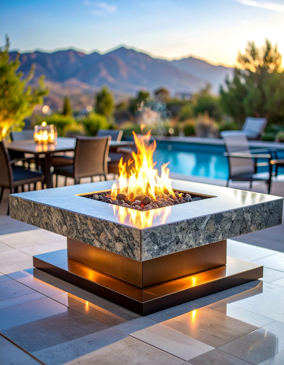 Square Granite Fire Table - 25 Rock Fire Pit Ideas