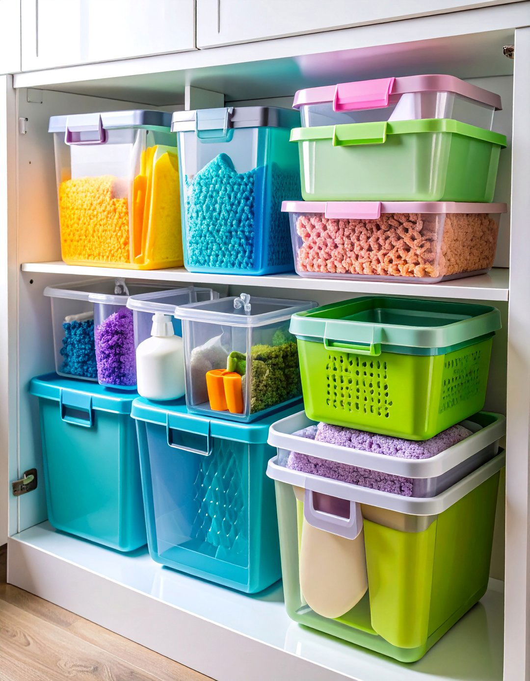 Stackable Bin Modular System - 25 Kitchen Sink Organization Ideas
