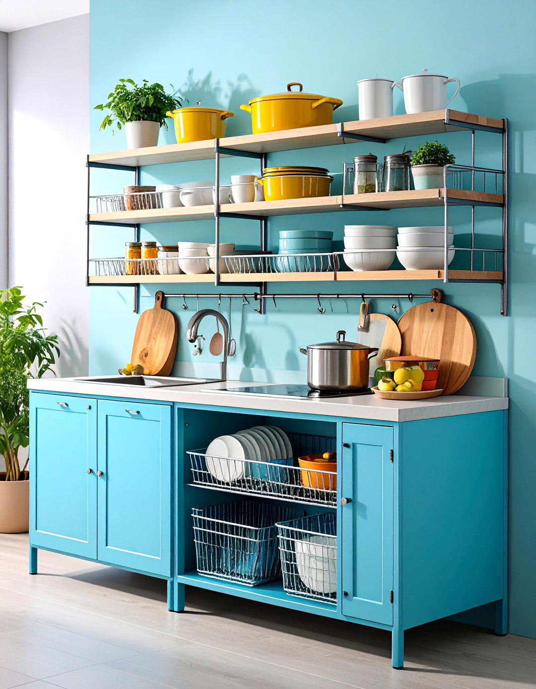 Stackable Wire Basket Storage System - 25 Pots and Pans Storage Ideas