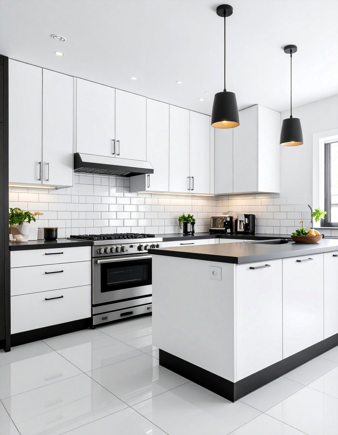Stacked Bond Kitchen Backsplash with Uniform Alignment - 25 Black and White Kitchen Backsplash Ideas